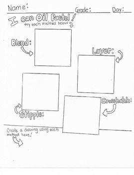 blending oil pastel worksheet - Google Search Pastel Organization, Pastel Character, Ks3 Art, Pastel Techniques, Oil Pastel Techniques, Art Centers, Handmade Sketchbook, Homeschool Worksheets, Middle School Lessons