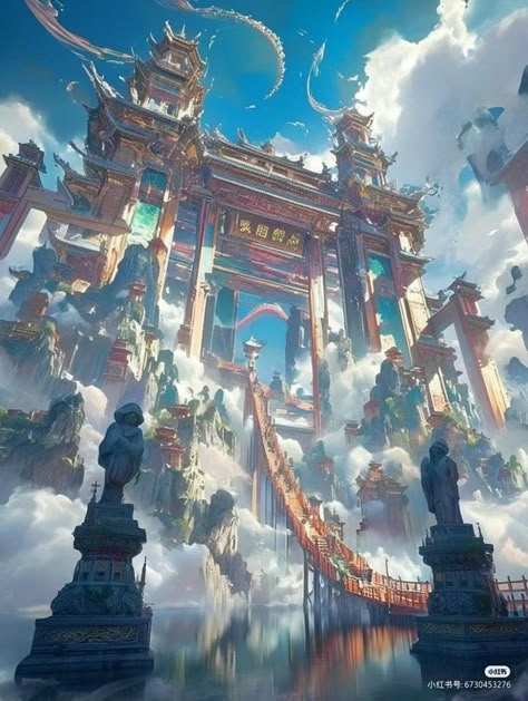 Fire Kingdom Art, Sci Fi Landscape, Fantasy Scenery, Fantasy Cities, Fantasy Settings, Dreamy Artwork, Landscape Concept, Dnd Maps, Chinese Landscape