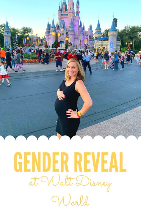 Gender Reveals At Disney, Walt Disney World Gender Reveal, Gender Reveal Disneyland, Gender Reveal At Disneyland, Disneyland Gender Reveal Ideas, Disney World Gender Reveal Ideas, Pregnant At Disney World, Gender Reveal At Disney World, Disneyland Gender Reveal