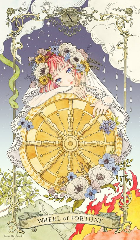 Phone Wallpaper Theme, Tarot Wallpapers, Anime Tarot, Tarot Card Layouts, Tarot Cards Art Illustration, Tarot Cards Decks, Fairy Star, Wheel Of Fortune Tarot, Lovers Tarot Card