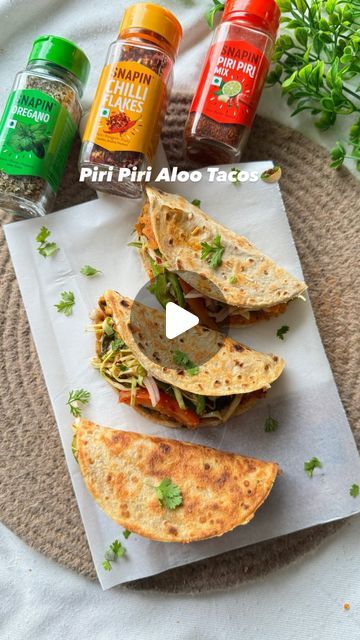 NIDHI JAIN | FOOD BLOGGER on Instagram: "PIRI PIRI ALOO TACOS🌮

If you are also bored with roj roj ki roti sabzi then dive into these delicious crispy , spicy and loaded aloo tacos and trust me you will fall in love with these for sure😋

INGREDIENTS-
3 Boiled & mashed potatoes
1/4 cup Crumbled paneer
Salt to taste
1/2 tbsp lemon juice
Finely chopped coriander
Snapin piri piri mix
Snapin oregano
Snapin chilli flakes
Leftover roti
Tomato sauce 
Green chutney
Grated cheese

FOR SALAD-
Sliced tomatoes
Sliced capsicum
Sliced cabbage
Sliced onions
Salt to taste
Lemon juice
Coriander
Snapin piri piri mix
Snapin chilli flakes
Snapin oregano

Tip - Highly addictive🌮

Follow me on youtube & instagram @cookwithnidhiii🌮

#sprinklekarosharekaro #snapin #piripirimix #chilliflakes #oregano #piripiria Tacos Recipes Vegetarian, Leftover Roti, Sliced Cabbage, Jain Food, Jain Recipes, Tacos Recipes, Box Recipes, Sliced Tomatoes, Roti Recipe