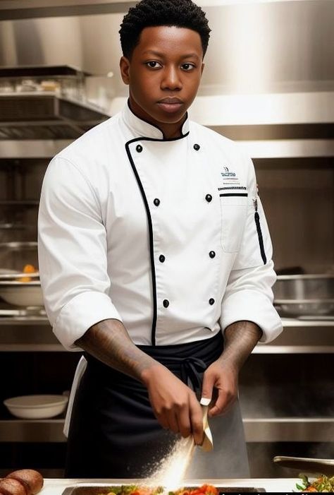 A chef preparing something Chef Branding, Chef Lifestyle, Chef Pictures, Career Outfits, Chef Uniform, Female Chef, Lifestyle Shoot, Black Food, Branding Session