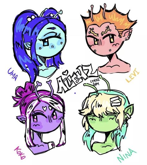 Alien Antenna Drawing, Alien Girl Oc, Alien Boy Oc, Alien Oc Art, Alien Oc Design, Artstyle Study, Alien Oc, Alien Makeup, Alien Girl