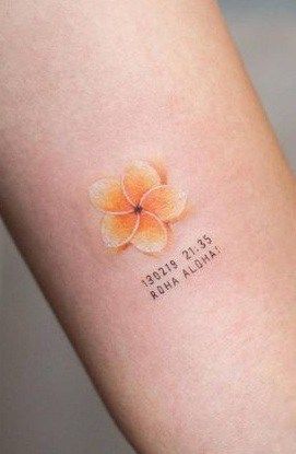 Hawaiian Wedding Tattoo, Kalachuchi Tattoo, Small Hawaiian Tattoo For Women, Hawiian Flower Tattoo, Plumeria Flowers Tattoo, Small Plumeria Tattoo, Small Plumeria Flower Tattoos, Thailand Flower Tattoo, Plumarias Flower Tattoo