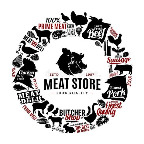 Butchery Logo, Deli Logo, Company Badge, Meat Butcher, Goose Design, Butcher Box, Meat Store, Grocery Store Design, Organic Meat