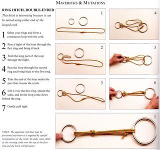 how to tie a ring hitch, double ended knot to link two rings and hold beads Knot Tying Tutorial, Knot Tying, Ring Belt, Jewerly Beads, Two Rings, Large Hole Beads, Tie Knots, Gems Jewelry, Jewelry Maker