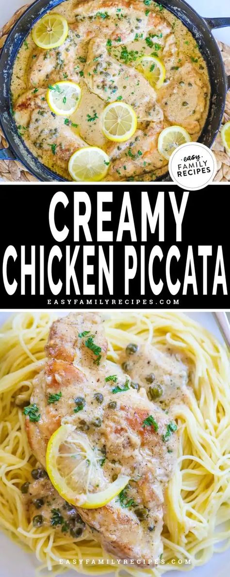 Creamy Caper Sauce, Creamy Lemon Chicken Piccata, One Pan Lemon Chicken, Creamy Chicken Piccata, Chicken Piccata With Capers, Chicken Piccata Easy, Pan Lemon Chicken, Chicken Piccata Pasta, Chicken Scallopini