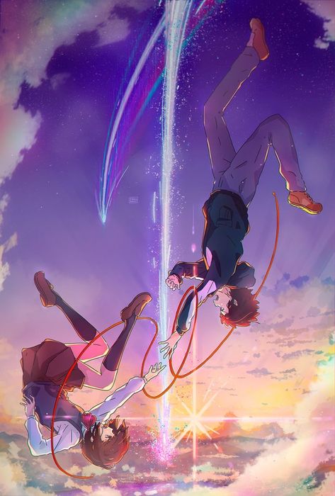 Mitsuha And Taki, Your Name Wallpaper, Chihiro Y Haku, Your Name Anime, Sky Anime, Film Anime, Japon Illustration, Anime Songs, Anime Backgrounds Wallpapers