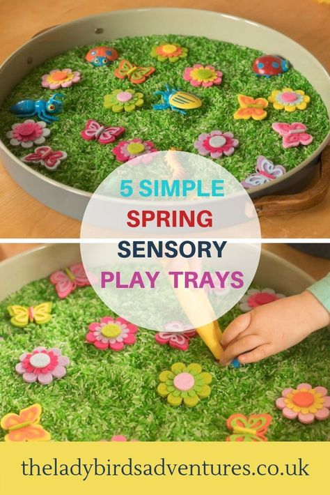 5 Simple Spring Sensory Bins #sensoryplay #spring #toddleractivities #SpringSensory Spring Sensory Box Ideas, Spring Play Ideas, Spring Theme Tuff Tray, Spring Tuff Tray Ideas For Babies, Spring Baby Activities, Spring Tuff Tray Ideas For Toddlers, Spring Tuff Tray Ideas Eyfs, Easter Messy Play Ideas, Spring Tuff Tray Ideas Preschool