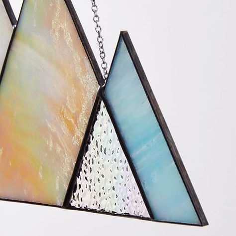 Janel Foo Glassworks Mountain Range Wall Art | west elm Range Wall, Stained Glass Suncatchers, Copper Foil, Glass Cleaner, Neutral Colour Palette, Mountain Range, West Elm, Decor Lighting, Neutral Colors