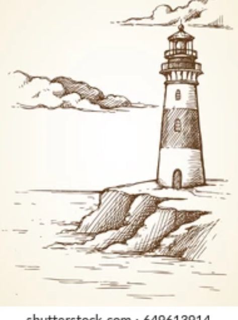 Lighthouse Sketch, Sketch Landscape, Beach Sketches, Lighthouse Drawing, Ocean Drawing, Landscape Pencil Drawings, Landscape Sea, Realistic Pencil Drawings, Clip Art Library