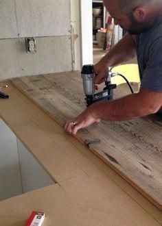 Reclaimed Wood Countertop, Diy Wood Countertops, Diy Reclaimed Wood, Wood Countertop, Wood Boards, Into The Wood, Diy Countertops, Wood Counter, Wood Countertops