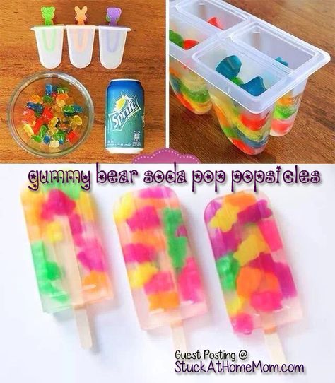 Gummy Bear Soda Pop Popsicles - @stuckathomemom Gummy Bear Popsicles, Carcase Iphone, Sommer Mad, Summer Snacks, Snacks Für Party, Ice Pops, Gummy Bear, Summer Treats, Kids Snacks