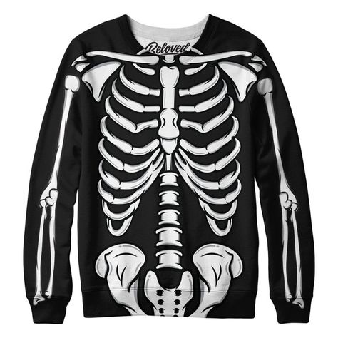 Ugly Sweater Funny, Skeleton Sweatshirt, Black Skeleton, Punk Emo, Skeleton Halloween, Sweater For Men, Cooler Look, Women Halloween, Print Sweater