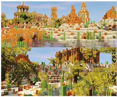 Minecraft Desert Landscape, Desert Wall Minecraft, Minecraft Mesa Village, Sand Builds, Path Minecraft, Minecraft Oasis, Minecraft Desert, Minecraft Kingdom, Minecraft Wall