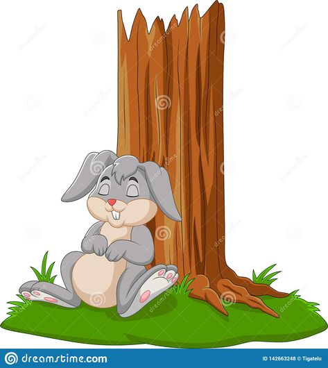 Tree Drawing Reference, A Tree Drawing, Rabbit And Tortoise, Animated Rabbit, Rabbit Sleeping, Hare Drawing, Sleeping Drawing, Rabbit Drawing, Anime Toon