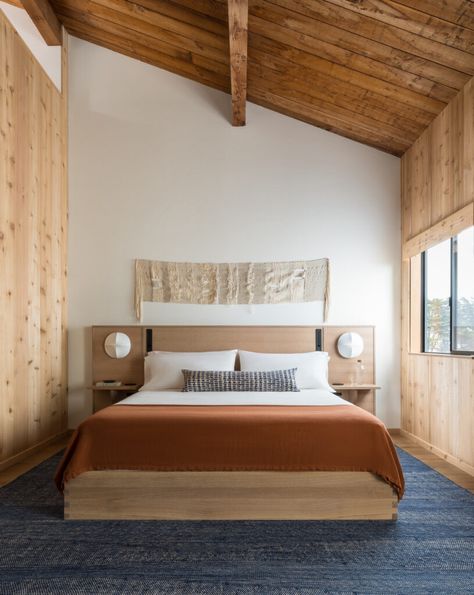 The Historic Sea Ranch Lodge Just Underwent a Major Renovation Sea Ranch Lodge, Lodge Plans, The Sea Ranch, Post Ranch Inn, Lodge Room, Angled Ceilings, Sea Ranch, Room Remodeling, Guest Rooms