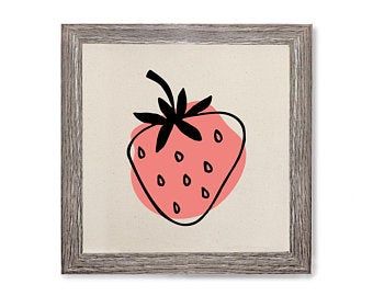 Kitchen illustration | Etsy Art Cook, Wall Art Pieces, Canvas Kitchen Wall Art, Plant Art Print, Sticker Ideas, Strawberry Print, Kitchen Prints, Plant Art, Custom Paper