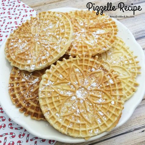 Pizzelle Recipe. Pizzelles are a delicious Italian wafer cookie that my grandmother made every year for Christmas! Light and crispy, these buttery vanilla pizzelles are great for the holidays, dessert, or anytime. Your family will gobble these right up. Pizelle Recipe, Pizzelle Recipe Italian, Anise Extract, Wafer Cookie, Pizzelle Cookies, Pizzelle Recipe, Recipe Italian, Wafer Cookies, Italian Cookies