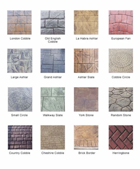 We offer a variety of colours and textures for concrete imprint driveways #driveway email: nfo@nevermowuk.co.uk for a free quote Concrete Print Driveways, Pattern Imprinted Concrete Driveways, Printed Concrete Driveway, Driveway Colours, Concrete Imprint, Imprinted Concrete Driveway, Stamped Concrete Patterns, Car Porch Design, Cleaning Tips Tricks