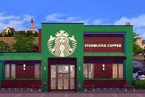 Modern Farmhouse Layout, Cafe Starbucks, Farmhouse Layout, Cafe Exterior, Sims 4 Gallery, City Layout, House Floor Design, Cafe Menu, The Cafe