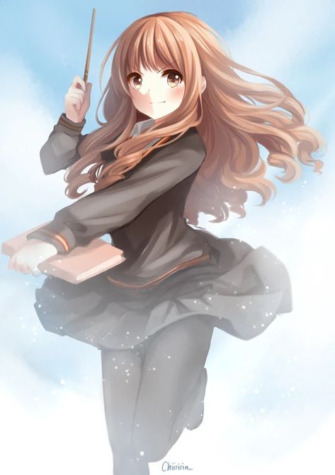 Hermione Anime, Hermione Granger Fanart, Hogwarts Oc, Anime Harry Potter, Fanart Harry Potter, Girl Chibi, Disney Princess Anime, Ron Weasley Hermione Granger, Harry Potter Poster