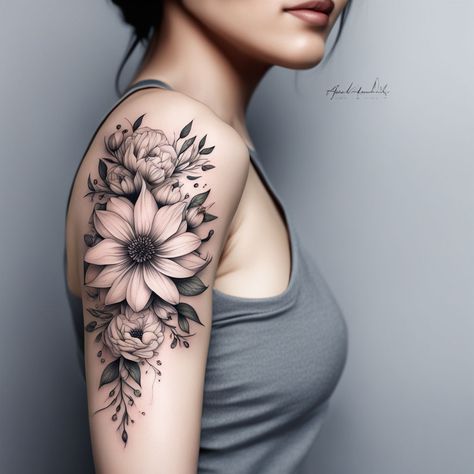 "Floral Elegance Half Sleeve Tattoo" This vibrant half sleeve tattoo features detailed flowers like roses and peonies with abstract lines and organic patterns, accentuated with soft shading and color highlights. #HalfSleeveTattoo #TattooArt #InkArt #TattooDesign #BodyArt #halfsleeve #tattooinspirationworld #tattooartist #tattoodesign #tattooart #tattooideas #ink #inktattoo #handmade #custom #artoftheday #artofthebody #creative #instaart #instagood #picoftheday #instadailypost #stunni... Cherry Blossom Tattoo Half Sleeve, Soft Shading, Wildlife Tattoo, Black Art Tattoo, Roses And Peonies, Organic Patterns, Color Highlights, Blossom Tattoo, Cherry Blossom Tattoo