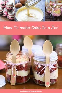 Red Velvet Cake In A Jar, Cake In The Jar, Cake In A Jar How To Make, Mason Jar Desserts Recipes, Mason Jar Cupcakes, Jar Cakes, Mason Jar Cakes, Jar Desserts, Jar Cake