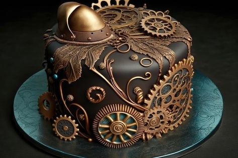 Steampunk Cake Birthday, 51 Birthday Cake, 35th Birthday Cake, Steam Punk Party, Steampunk Cakes, Punk Birthday, Cake Hbd, Steampunk Wedding Cake, 35th Birthday Cakes