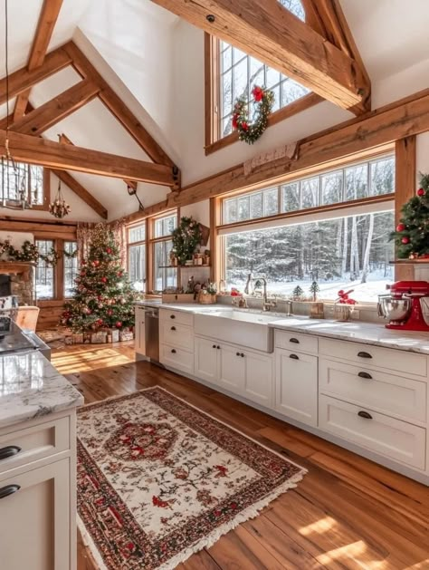 Big Cozy Kitchen Aesthetic, Farm Cottage House Interior, Midwest Home Aesthetic, Homestead Aesthetic House Interior, Old Country Aesthetic House, Victorian Farmhouse Aesthetic, Energy Efficient Home Design, Cozy Family Kitchen, Country Ranch Style Homes Interior