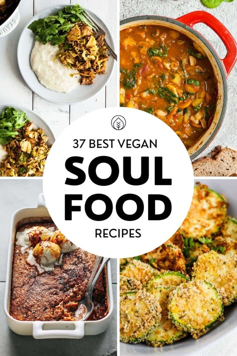 Looking for some tasty vegan Southern food like mac and cheese, vegan fried chicken or biscuits? These vegan soul food recipes are fully plant-based and cover meals including snacks, dinners and desserts. Find easy recipes made with collard greens, sweet potato, black-eyed peas, okra, yams, tomatoes and more in this hand-selected roundup! Healthy eating was never so delicious and these best comfort food ideas are all super family-friends and perfect for vegan beginners. Vegan Soul Food Recipes, Soul Food Recipes, Vegan Soul Food, Cheese Vegan, Super Family, Daniel Fast, Southern Food, Vegan Comfort Food, Best Comfort Food