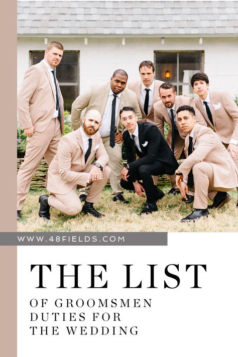 A list of most important groomsmen duties for the wedding  #weddingphotos #virginiawedding #barnwedding #rusticwedding #weddingideas #weddinginspiration #farmwedding #weddingvenue #48fields #weddingtips #weddingadvice #weddingplanning #weddingchecklist #groomsmen Groomsmen Responsibilities, Groomsmen Duties, Western Theme Wedding, Winter Barn Weddings, Wedding Walk, Junior Groomsmen, Wedding Day Checklist, Fall Barn Wedding, Wedding March