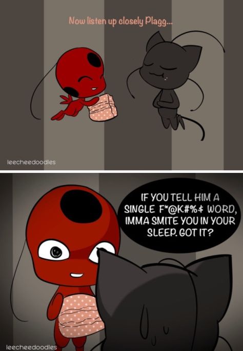 Tikki And Plagg Human, Plagg And Tiki, Tiki And Plagg, Plagg X Tikki, Tikki And Plagg, Mlb Comics, Ladybugs Movie, Tikki Y Plagg, Miraculous Ladybug Memes