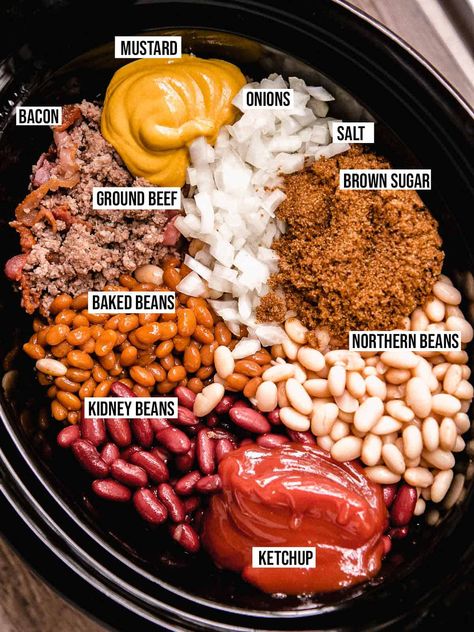 Slow Cooker Calico Beans, Calico Beans Recipe, Beans Recipe Crockpot, Baked Beans Crock Pot, Calico Beans, Slow Cooker Baked Beans, Beans In Crockpot, Slow Cooker Beans, Beans Beans