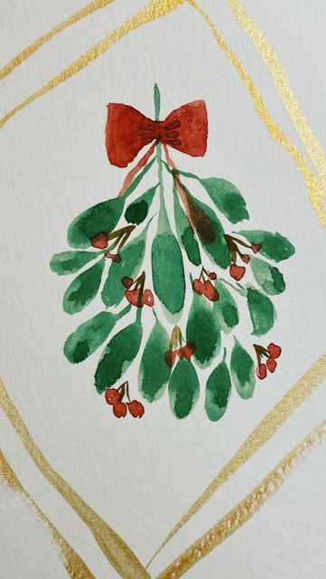 Erin✨ on Instagram: "Mistletoe … one of the 4 things I can paint! Thanks YouTube! #watercolorpainting #painting #christmas2021 #diy #diychristmas #handmadecards" Mistletoe Painting, Paintings Tutorials, Christmas Painting, Paint Night, Watercolor Christmas Cards, Watercolor Ideas, Watercolor Paintings Tutorials, Watercolor Christmas, Paint And Sip