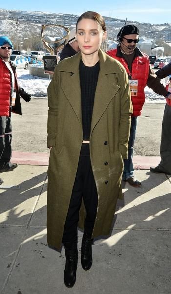 Olive Coat, Cannes Film Festival 2015, Black Overcoat, Brand Activation, Khaki Style, The Girl With The Dragon Tattoo, Sundance Style, Rooney Mara, Alt Girls