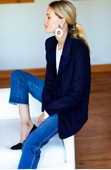 Navy Tonal Outfit, Oversized Navy Blazer Outfit, Relaxed Blazer Outfit, Navy Blue Blazer Outfits For Women, Navy Blazer Outfit Women Work, All Navy Outfit, Navy Blue Blazer Outfit Women, Navy Outfits For Women, Navy Blazer Outfit Women