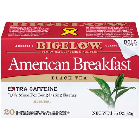 Caffeinated Tea, Bigelow Tea, Caffeine In Tea, Gallery Icon, Irish Breakfast, Black Tea Bags, American Breakfast, Caffeine Content, Breakfast Tea