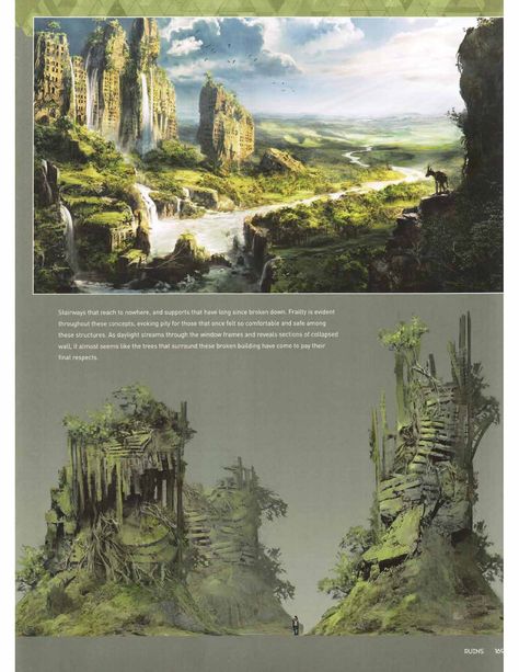 Libro The Art of Horizon Zero Dawn Horizon Forbidden West Environment, Horizon Forbidden West Landscape, Horizon Concept Art, Horizon Zero Dawn Landscape, Horizon Zero Dawn Concept Art, Dojo Ideas, Halo Backgrounds, Apocalypse Landscape, Fall City