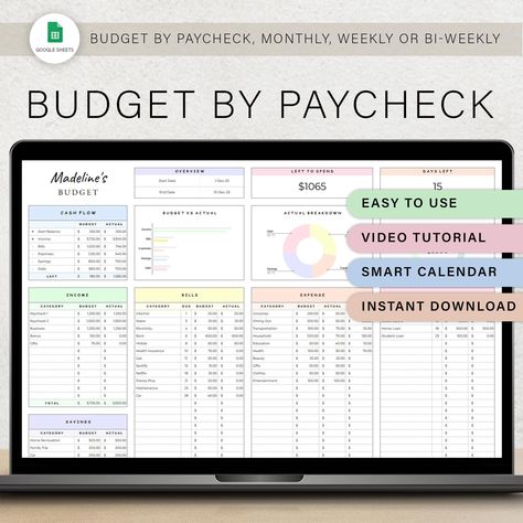 monthly budget spreadsheet Financial Planning Spreadsheet, Financial Planner Template, Budget Management, Budget By Paycheck, Excel Budget Spreadsheet, Monthly Tracker, Budget Spreadsheet Template, Monthly Budget Spreadsheet, Paycheck Budget