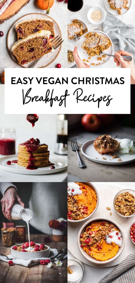 Easy and healthy vegan Christmas breakfast recipes for the whole family! These delicious holiday options make every morning merrier. Perfect for Christmas brunch or any holiday party, many of these vegan Christmas breakfast recipes are sugar-free or gluten-free but so tasty! | nutriciously.com  #VeganChristmasBreakfastRecipes #VeganChristmasRecipe #ChristmasBreakfastIdeas #ChristmasBrunchrecipes #ChristmasMorningBreakfastIdeas #HealthyVeganHolidayRecipes via @nutriciously Vegan Christmas Breakfast, Christmas Breakfast Recipes, Vegan Brunch Recipes, Christmas Brunch Recipes, Christmas Breakfast Recipe, Vegetarian Christmas, Recipes For The Whole Family, Vegan Holiday Recipes, Vegan Christmas Recipes