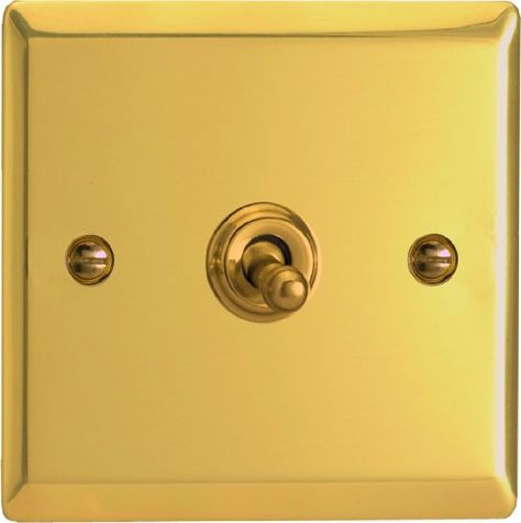 Varilight - 1G 1 or 2W 10A Classic Toggle Switch Victorian Brass - XVT1 Low Voltage Lighting, Brass Light, Toggle Light Switch, Brass Plate, Light Switches, Alternative Style, Brass Lighting, Toggle Switch, Red Dots