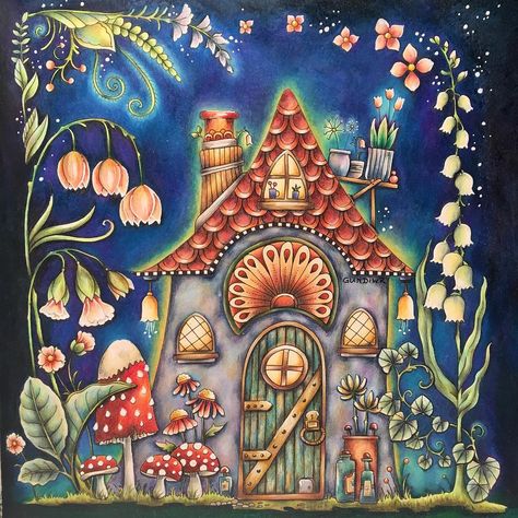 This is my first coloring in 2018. The tiny house from 🌸🌸🌸World of Flowers🌸🌸🌸Johanna Basford. [Werbung] #unbezahltewerbung… World Of Flowers Johanna Basford, Basford World Of Flowers, Flowers Art Drawing, Joanna Basford Coloring, World Of Flowers, Joanna Basford, Gardens Coloring Book, Johanna Basford Coloring Book, Caran D'ache