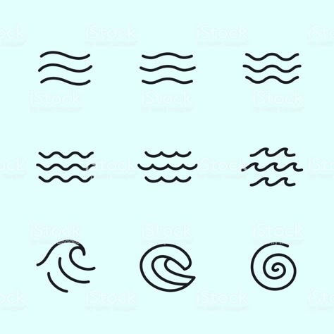 Simple Ocean Tattoo, Tattoo Sea, Wave Vector, Sea Logo, Ocean Tattoo, Surf Logo, Wave Illustration, Waves Vector, Ocean Tattoos