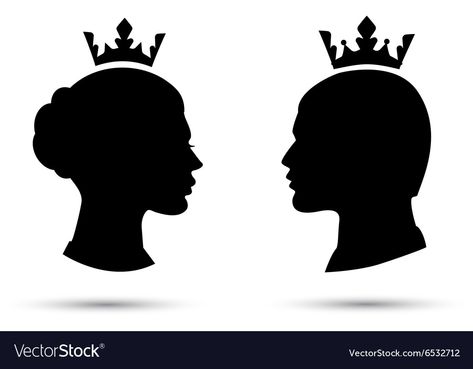 King And Queen Crowns Aesthetic, Anime King And Queen, King Silhouette, Homecoming King, Crown Silhouette, Queen Royal, Queen Drawing, Homecoming Court, Family Vector