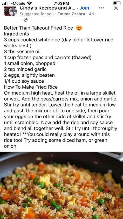 Cookout Meals, Easy Fast Meals, Meal Prep Bodybuilding, Best Fried Rice, Homemade Fried Rice, Rice Recipe Easy, Ramen Recipes Easy, Fried Rice Recipes, Fried Rice Recipe Easy