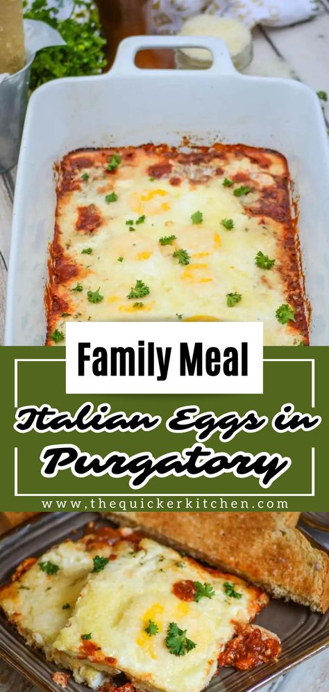 Eggs In Purgatory Recipe, Italian Baked Eggs, Yummy Breakfast Recipes, Eggs In Purgatory, Italian Eggs, French Eggs, Baked Eggs Recipe, Vegan Meat, Meals Ideas