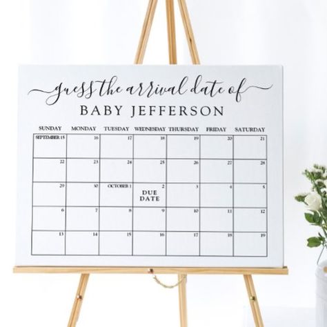 $19.30 | Minimalist Baby Shower Guess Due Date Calendar #guess babys birthday, due date calendar, guess due date calendar, guess arrival date of baby, baby prediction game, guess the arrival date game, guess baby birthday game, minimalist baby shower, black and white, simple modern baby shower Guess The Date Baby Shower Calendar, Baby Birthday Games, Online Baby Shower Invites, Baby Due Date Calendar, Due Date Calendar, Online Baby Shower, Baby Due Date, Calendar Poster, Free Baby Shower