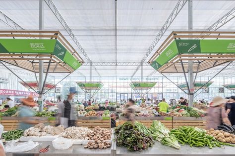 LUO Studio designs recyclable shed to house Shengli Market. Temporary Architecture, Industrial Sheds, Rammed Earth Wall, University Architecture, Construction Firm, Traditional Market, Public Market, Architecture Magazines, Sky Garden