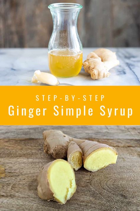 Ginger Syrup Recipe, How To Store Ginger, Ginger Simple Syrup, Simple Syrup Cocktails, Ginger Honey, Simple Syrup Recipes, Cocktail Syrups, Drink Recipes Nonalcoholic, Ginger Syrup